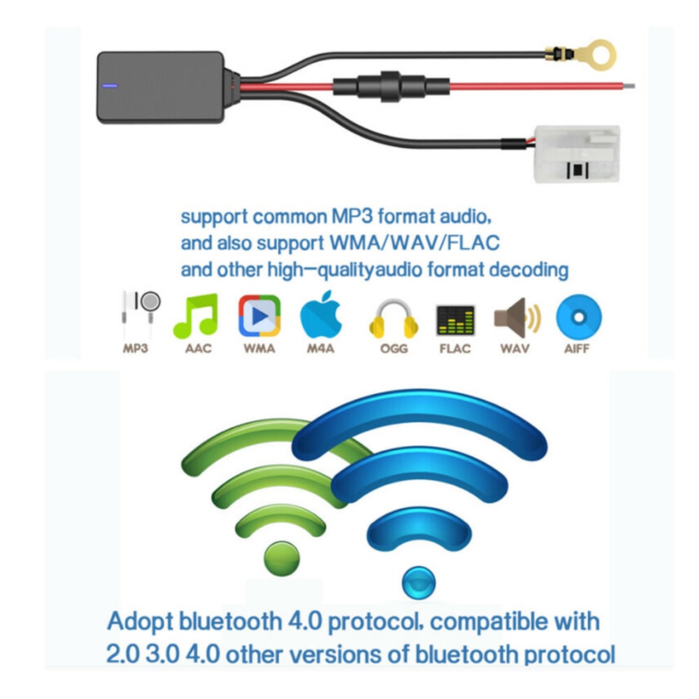 , adaptador de Cable auxiliar para Radio de coche BT 4,0 de 12 pines para Mercedes W169 W245 W203 W209 W164, duradero y práctico