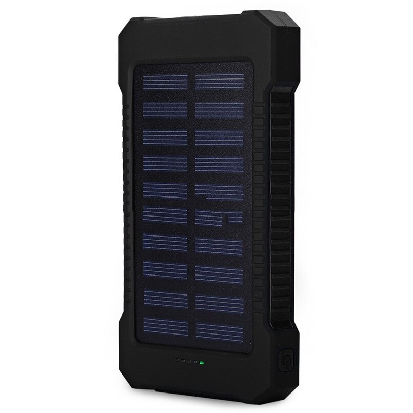 Voor Slimme Telefoon 20000mah Draagbare Zonne-energie Bank 20000mAh Externe Batterij DUAL Poorten Powerbank Oplader Mobiele Lader 40AUG23: Black