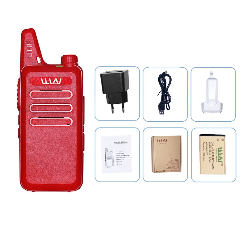 Mini Walkie Talkie WLN KD-C1, estación de comunicación portátil de 2 vías, transceptor hf, KD C1 uhf, mi-ni, wln KDC1,: Red-Standard / American