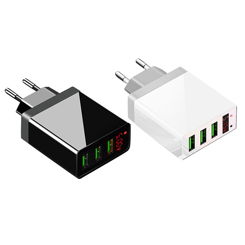 3 Port USB Phone Charger Led Display Eu Plug 5V3A Folding Charger for iPhone12/Ipad Etc