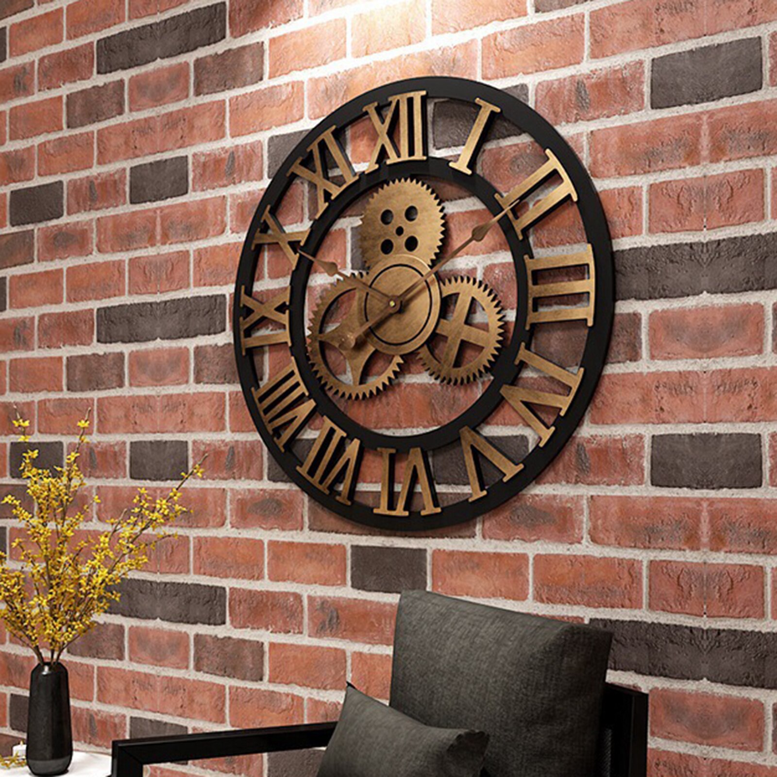 Decorative Big 3D Wooden Wall Clock House Warming for Living Room