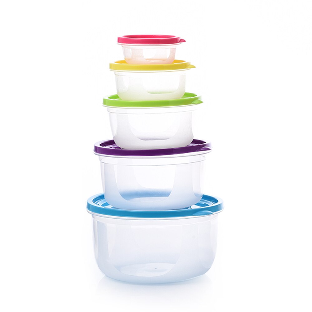 5Pcs Regenboog Vierkante Scherper Voedsel Opslag Plastic Containers Versheid Behoud Vruchten Plantaardige Opbergdoos Met Deksel