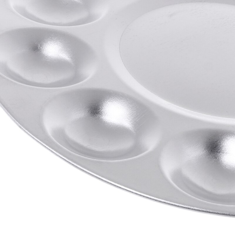 Oil Paint Palette Plate Aluminum Round Oil Paint Palette Art Color Mixing Plate with 10 Grooves Art Supplies