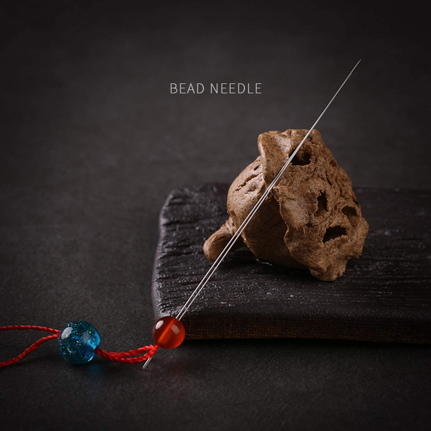 LMDZ 14 Pcs Big Eye Beading Needles Stainless Steel Large Collapsible Embroidery Beading Needle with Needle Bottle Accessories