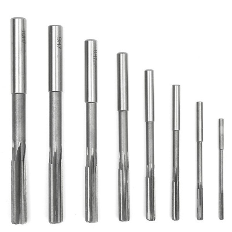 8 unids/set mango recto escariador de precisión H7 HSS tirando mano Set de fresas herramienta de corte 3/4/5/6/7/8/9/10mm para diámetro de herramientas