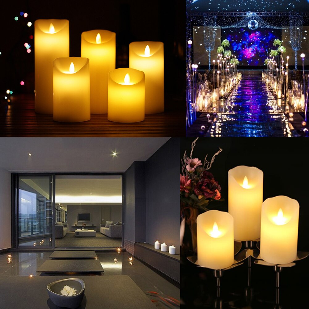 Rechargeable Candles Lights, LED Flameless Candles Smooth Flickering Candle Light with Timer Remote Control for Home Decoration