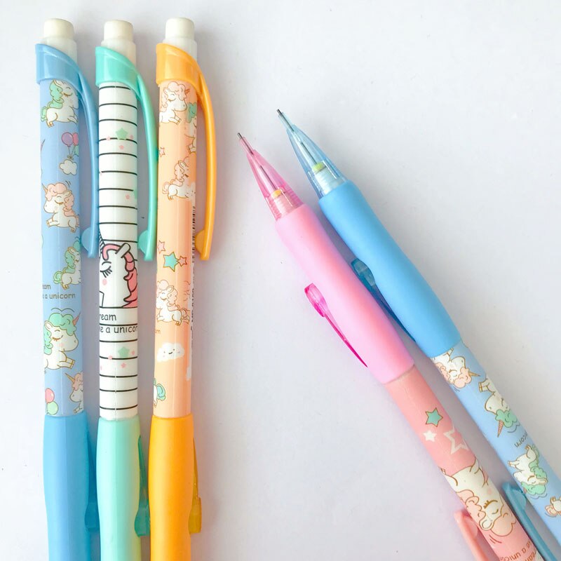 3X Dream Like Unicorn Press Mechanical Automatic Pencil Writing School Office Supply Stationery 0.7mm