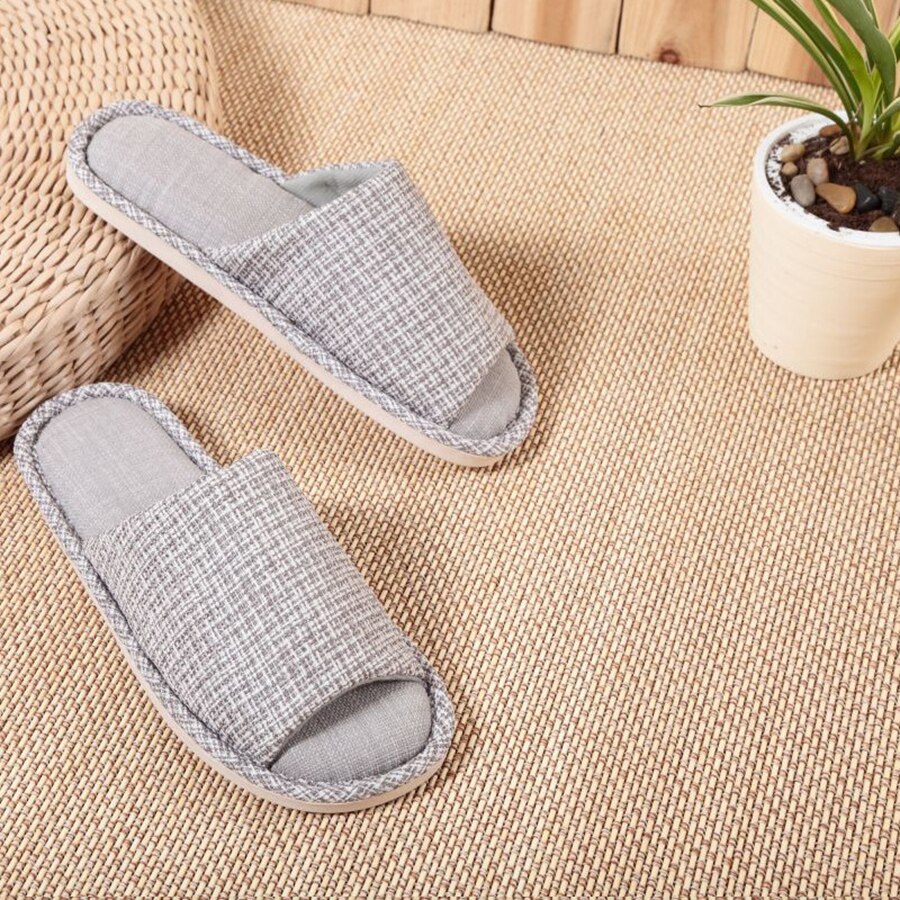 Zapatillas planas de lino para hombre, zapatos blandos cómodos, de otoño e invierno