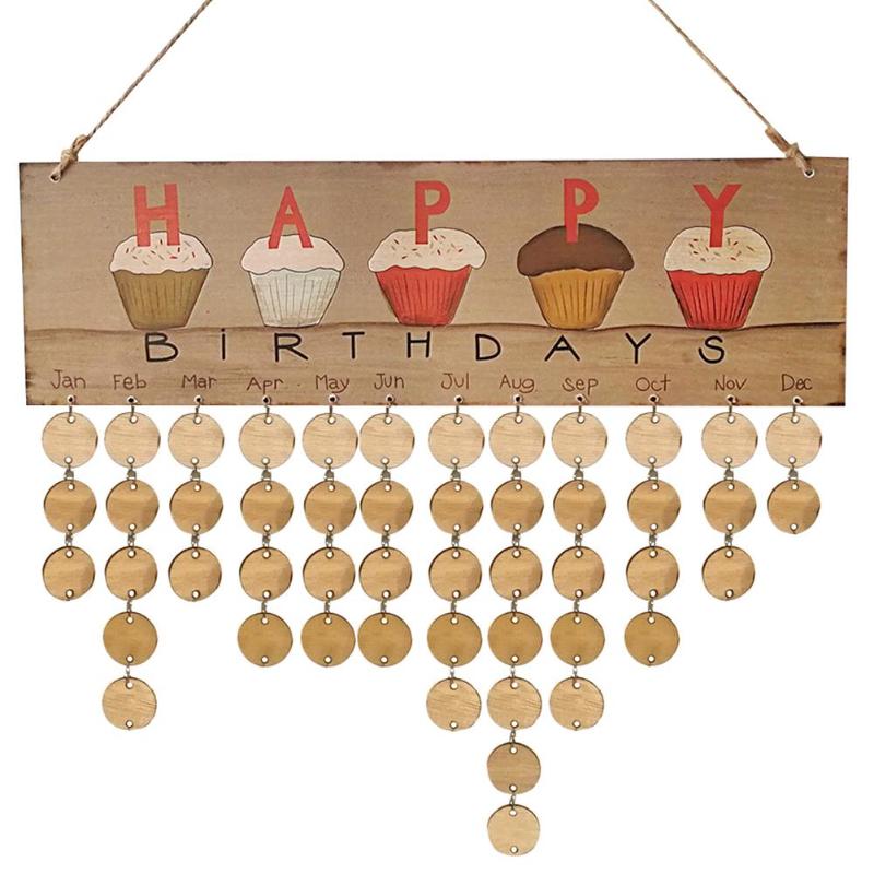 Holz Glücklich Geburtstag Erinnerung Zeichen DIY Kalender Bord Freunde Datum markieren: Ursprünglich Titel