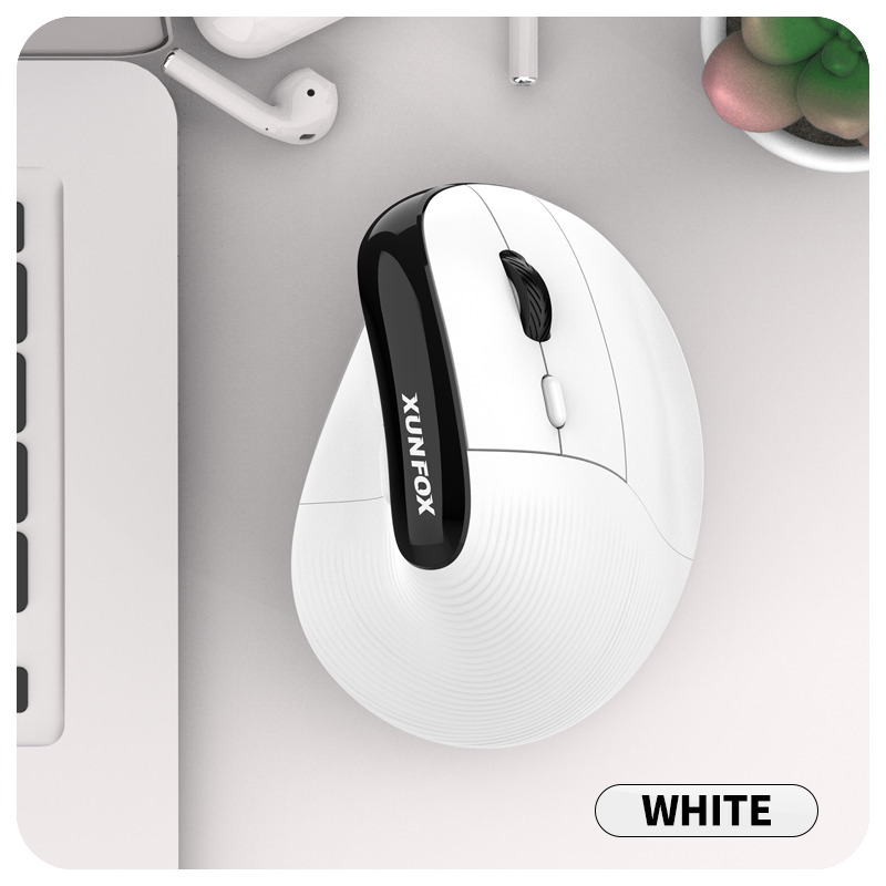 H5 Straight mouse ergonomics Bluetooth 2.4GHz wireless 5 adjustable DPI 4000DPI 6 buttons for laptops Computer desktop: WHITE