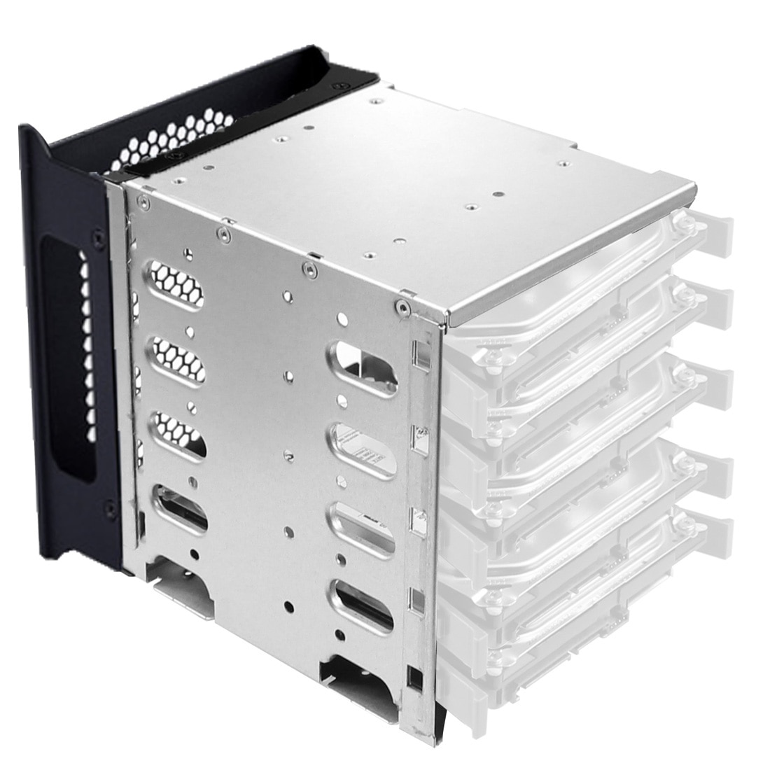 XT-XINTE 5x 3.5&quot; HDD Hard Drive Cage Rack SAS SATA Hard Drive Disk Tray Caddy w/ 15pin/4pin Cable No fan for Computer Accessory