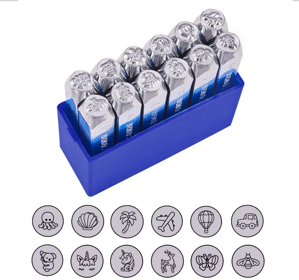 12 Pcs Romeinse Cijfers Metalen Stempel Set Ijzeren Hoofdletters Postzegels Punch Press Tool Voor Imprinting Op Sieraden Leer Hout Stempelen: Holiday With Animal