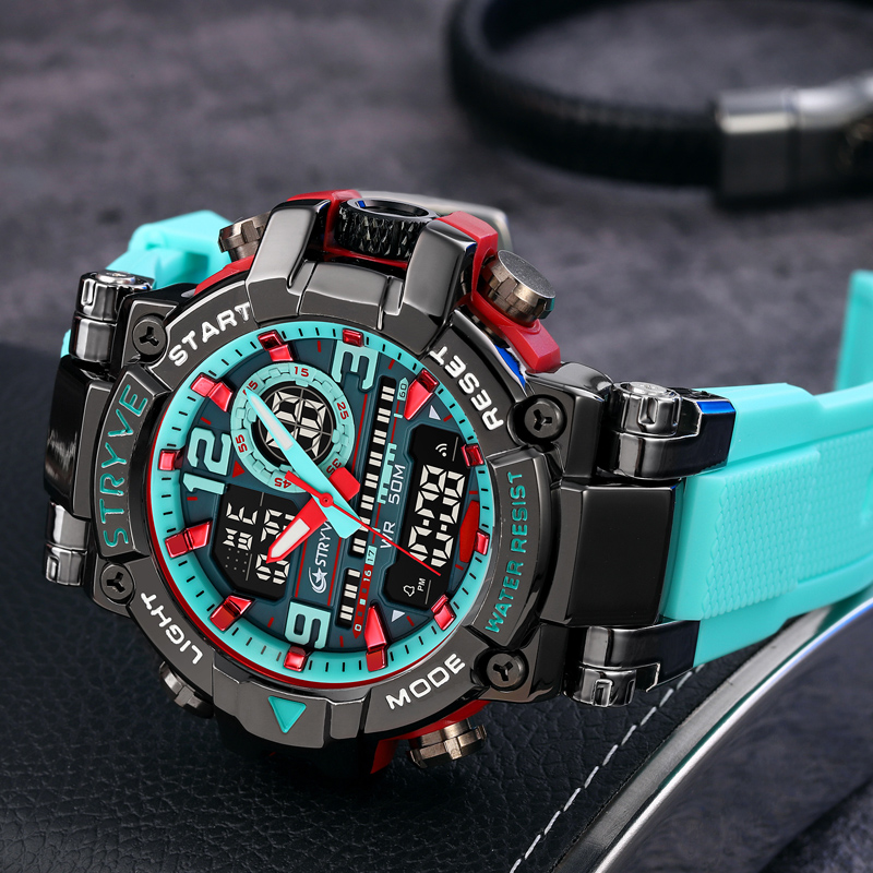 STRYVE Men's Watch Digital-Analog Dual Movement 5ATM Waterproof Watches Sports Watch for Men's 8025