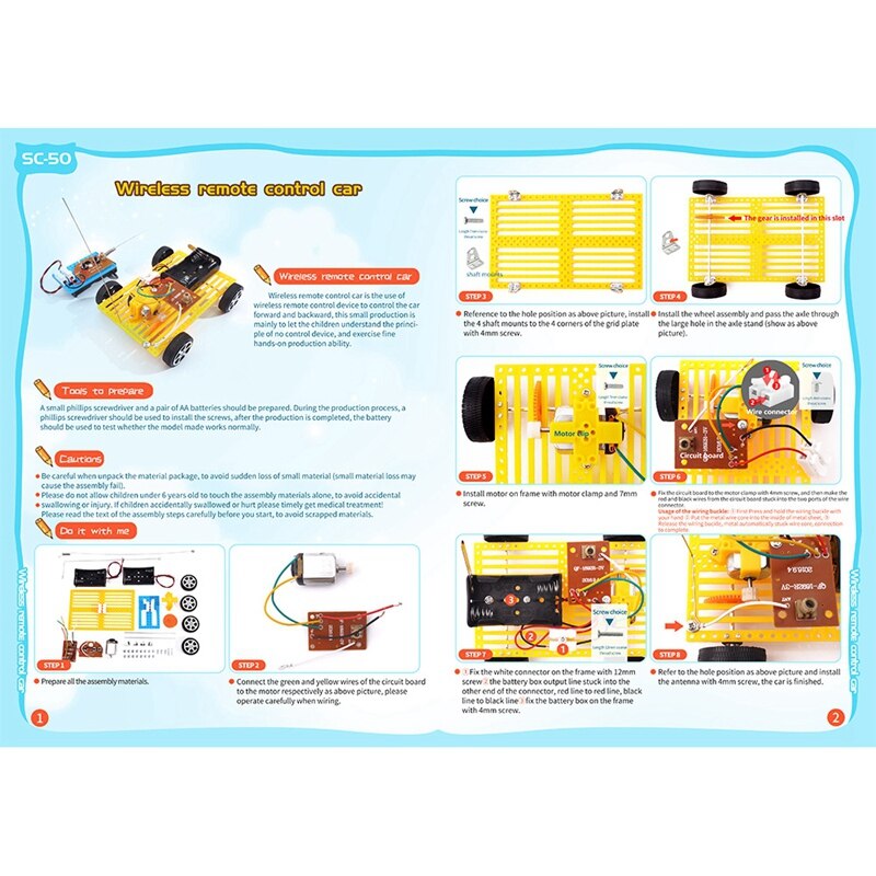 Diy wireless remote control racing car model kits physics science experiments technology educational toy for children