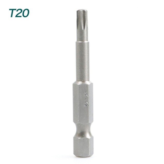 50mm torx skruetrækker bits med hul  t5, t6, t7, t15 t20 t25 t27 t30 1/4 tommer sekskantet skaft elektrisk skruetrækker stjerne bit sæt: T20