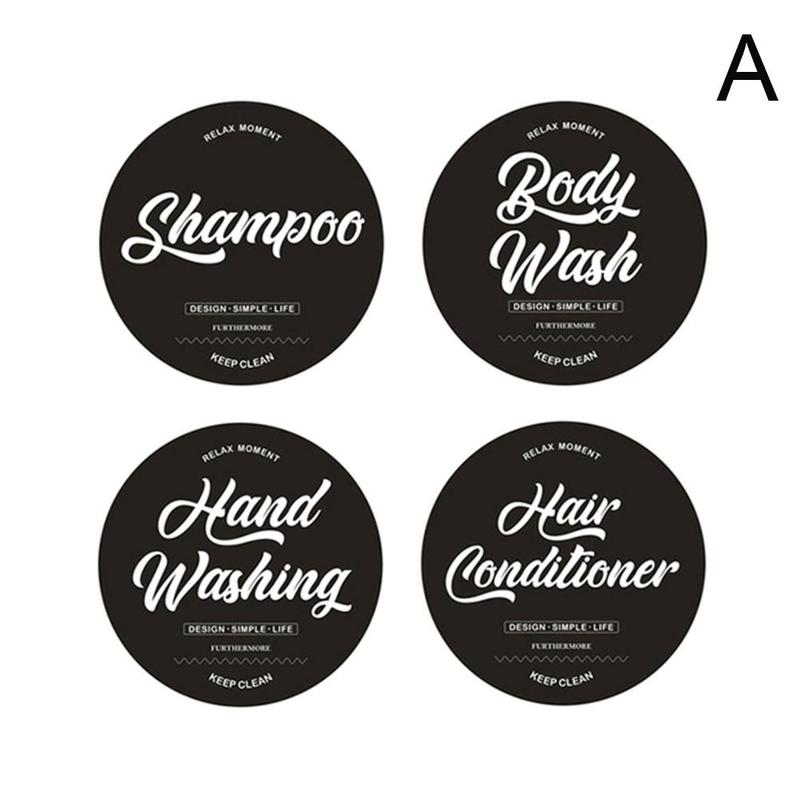Waterproof Bottle Stickers Shampoo Conditioner Body Wash Shower Bottle Sticker Decal Shower Gel Label Removable Detergent Label: A