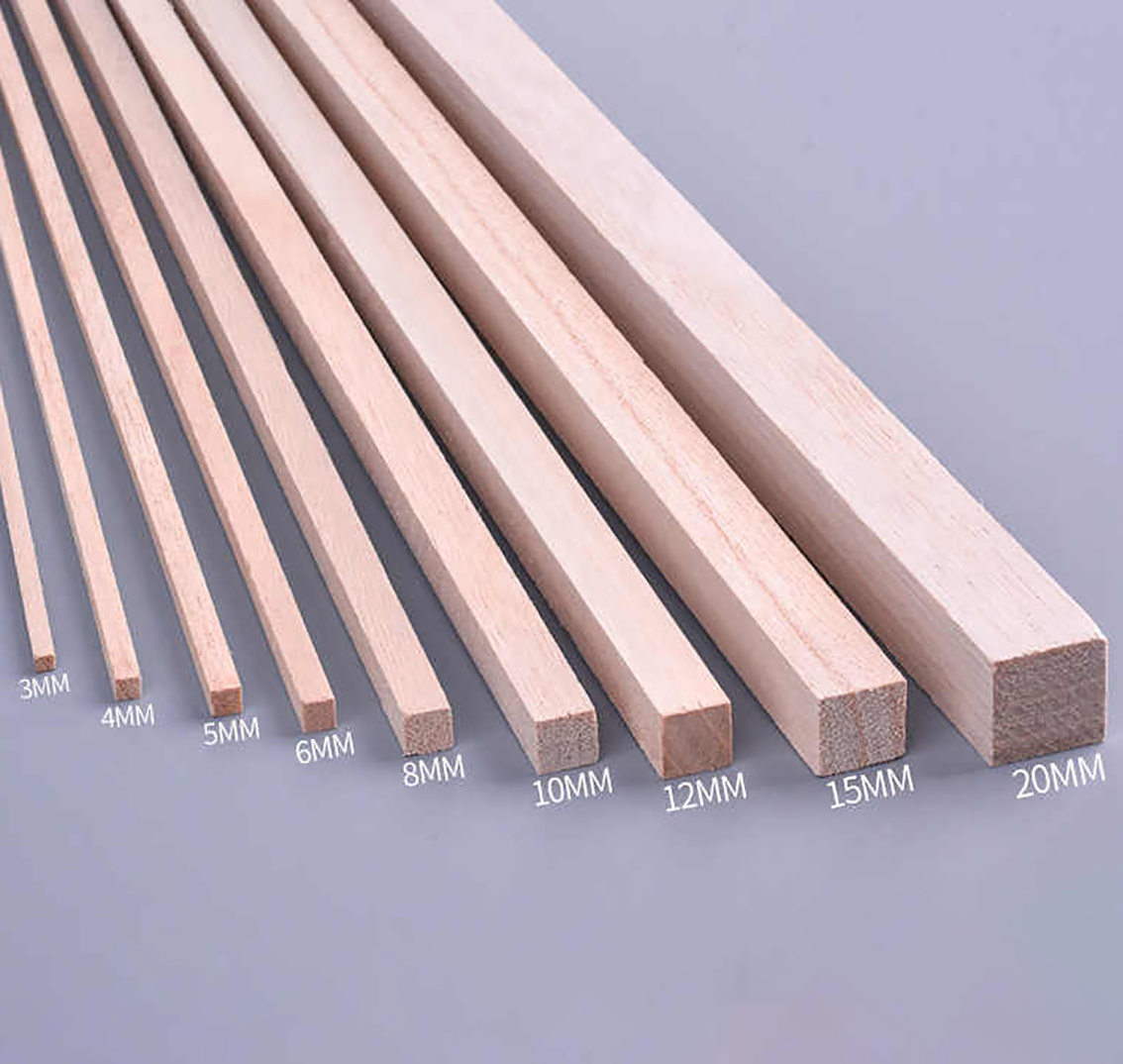 Länge 250 mm, massiver quadratischer Holzstreifen, kleine HolzstäSein, DIY-Modell, Material, Handwerk, Dekoration, Herstellung von Teilen, 2/3/4/5/8/10/12/20 mm