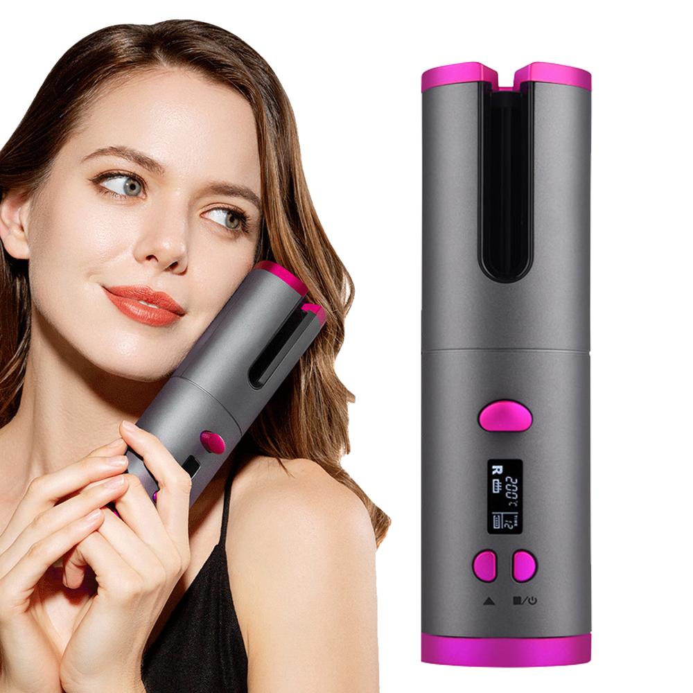 Rizador de pelo automático inalámbrico portátil, rizador de cerámica recargable por USB, herramientas de estilismo de rotación automática