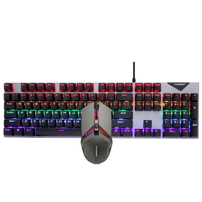 104Key Wired Mechanical Keyboard Mouse Waterproof Set 800-1600DPI Switching USB RGB Backlight Light For Gaming Office Typing: Red