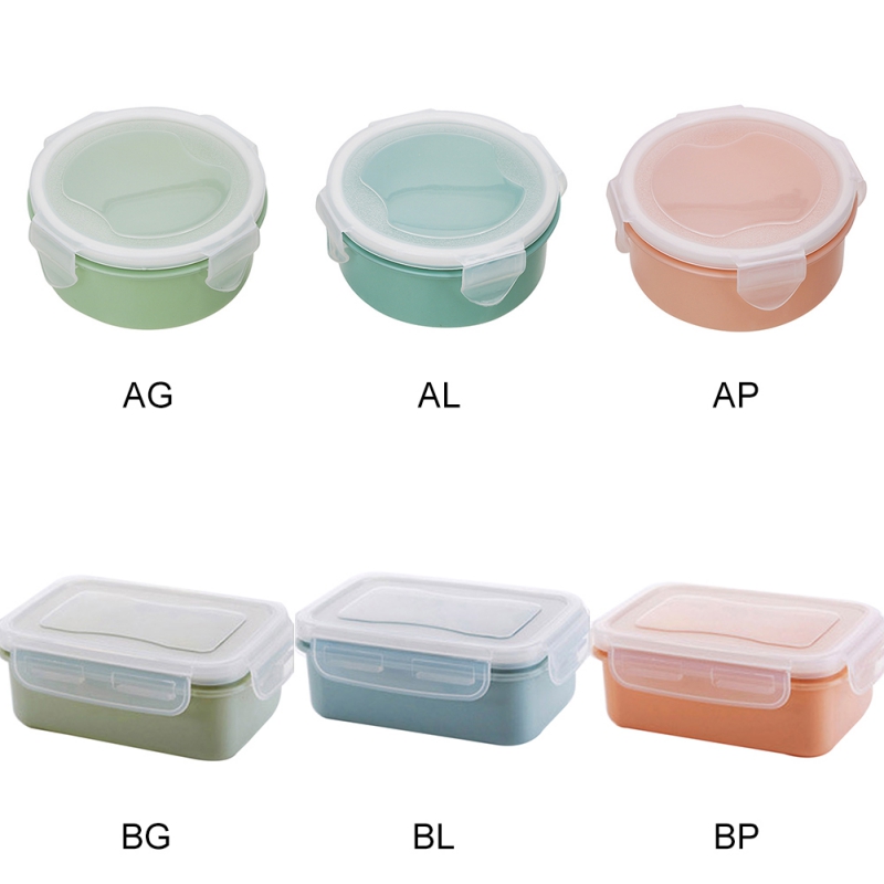 Kitchen Small Lunch Box Round Rectangular Bento Box Non-slip Sealed Box Plastic Storage Box Multi-color optional Saving Space