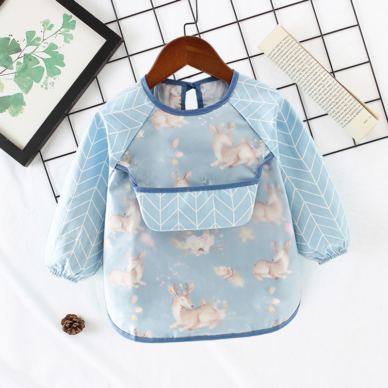 Bavoirs dessin animé à manches longues, tablier avec poche, imperméable, Smock d&#39;alimentation, bavoir en tissu banane pour bébés garçons et filles