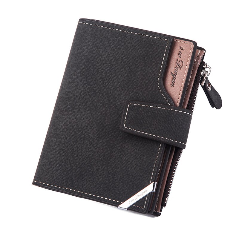 wallet Short vertical Male Coin Purse casual multi-function card Holders bag zipper buckle triangle folding: 6