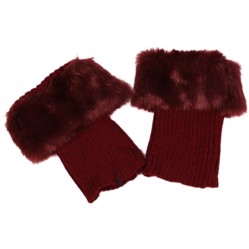 Guêtres en fourrure tricotée au Crochet pour femmes, chauffe-jambes, poignets, chaussettes, guêtres, hiver