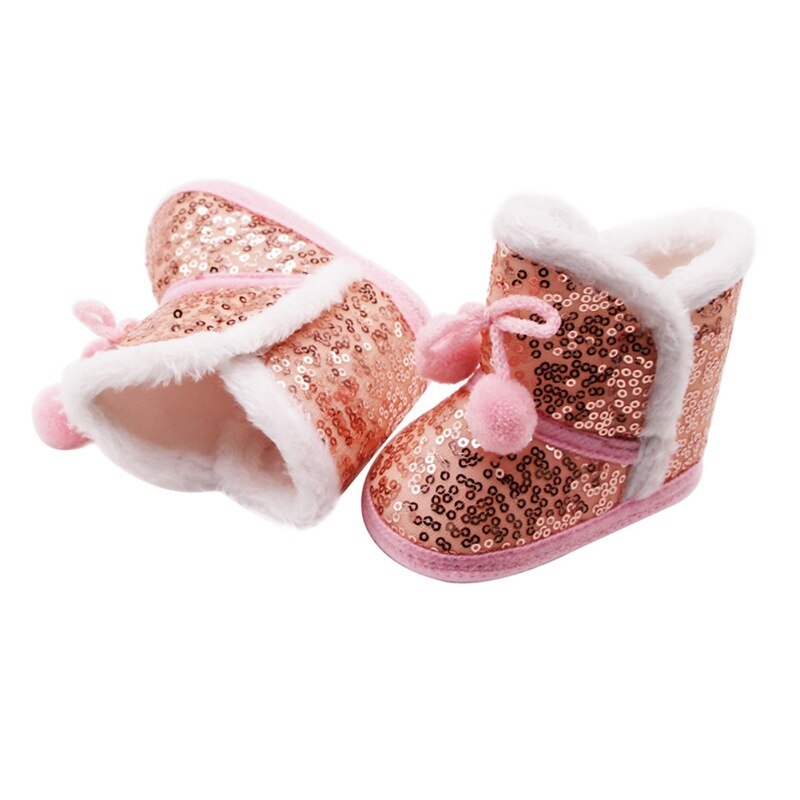 Winter Girls Boots Children Short Boots with Glitter Thicken Snow Field Booties Warm Comfortable for Kids