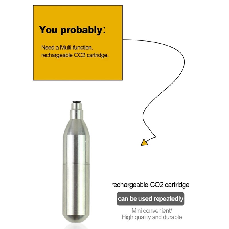Cartucho de Co2 recargable, 8G, con rosca para Soda/cerveza/zumo, para bicicleta, inflador de Co2 reutilizable