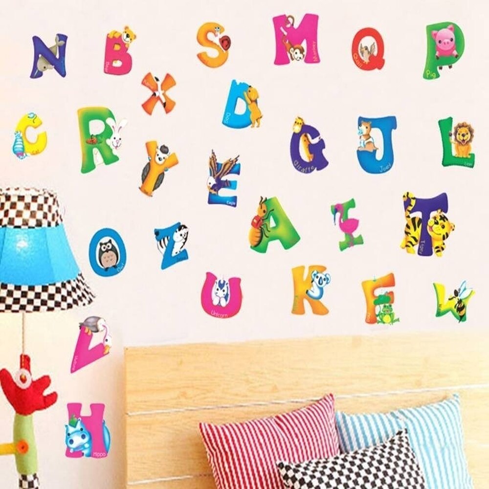 26 A-Z Alphabet Letters Wall Stickers for Kids Bedroom Decor