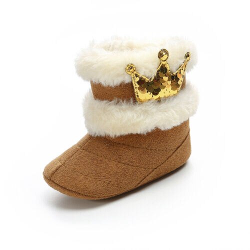 Botas de nieve niño pequeño bebé niña Botas suaves invierno botas de nieve infantil niño recién nacido zapatos calientes: Marrón / 13-18 meses