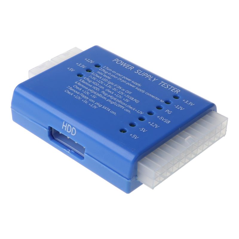 Pc 20/24- stift psu sata strömförsörjningstestare saus blå 28tc
