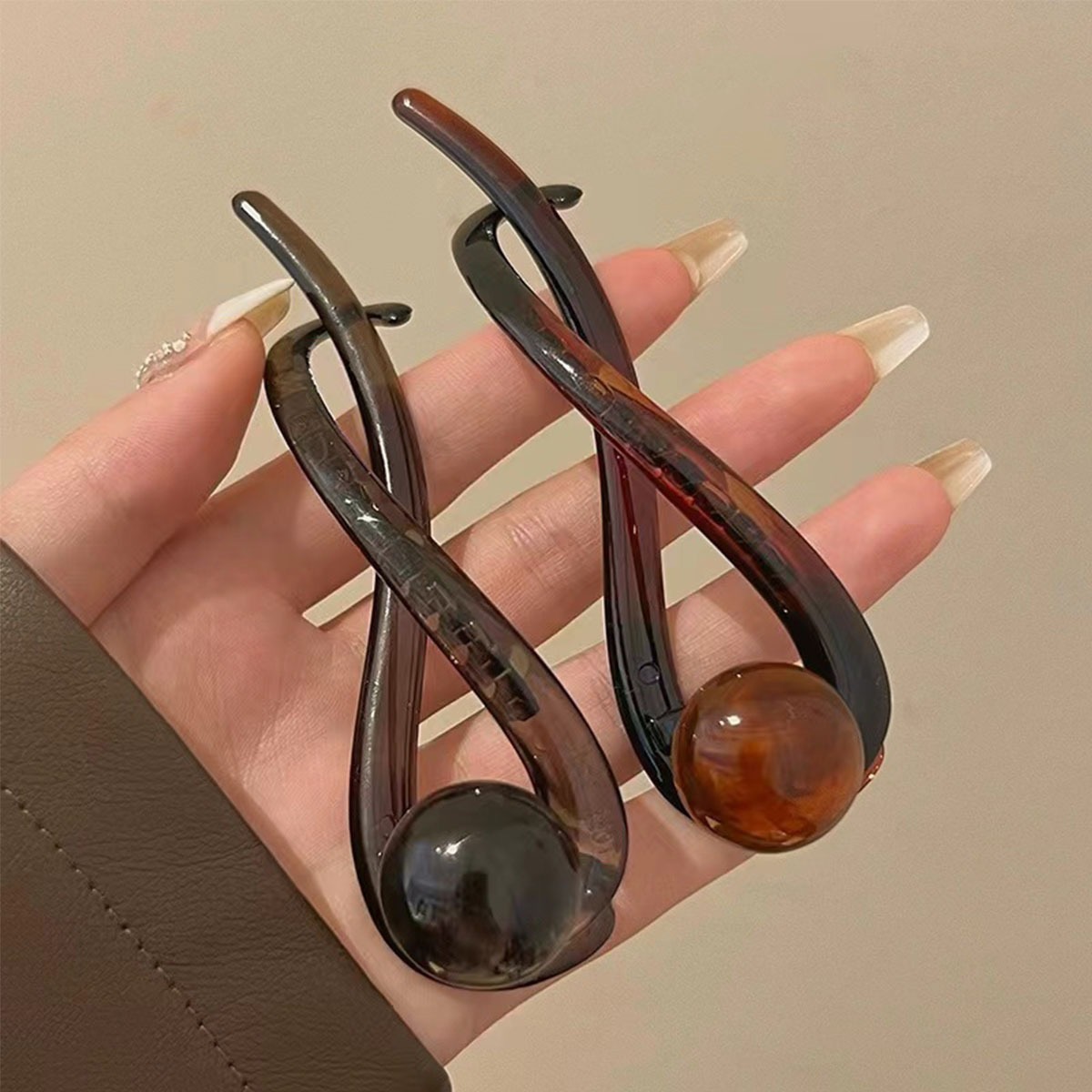 Clip de pelo trenzado, cuentas acrílicas de plástico, horquilla de perla de imitación, retorcido, accesorios para el cabello para mujer