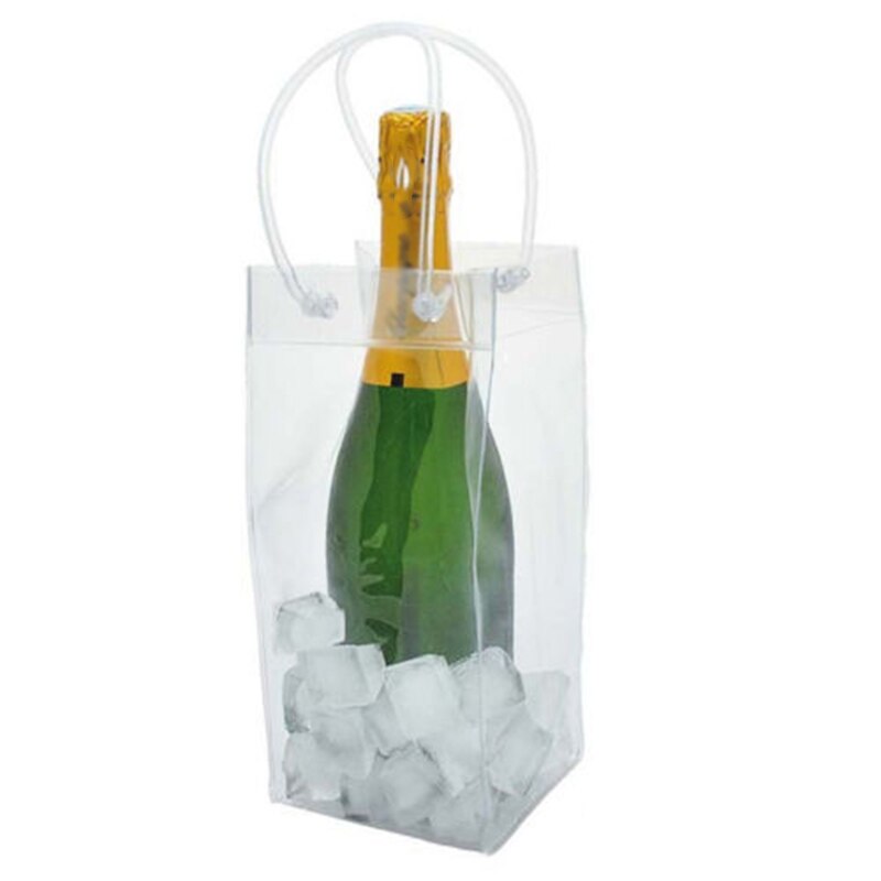 1 pc ispose vinøl champagne spand drikke flaske køler køler sammenklappelig bærer bekvemmelighed med to håndtag