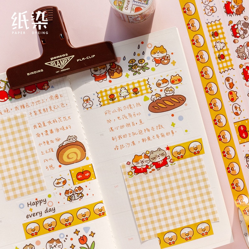 Mooie Kat Met Eend Masking Washi Tape Diy Decoratieve Plakband Voor Diary Scrapbooking Decoratie Kawaii Briefpapier