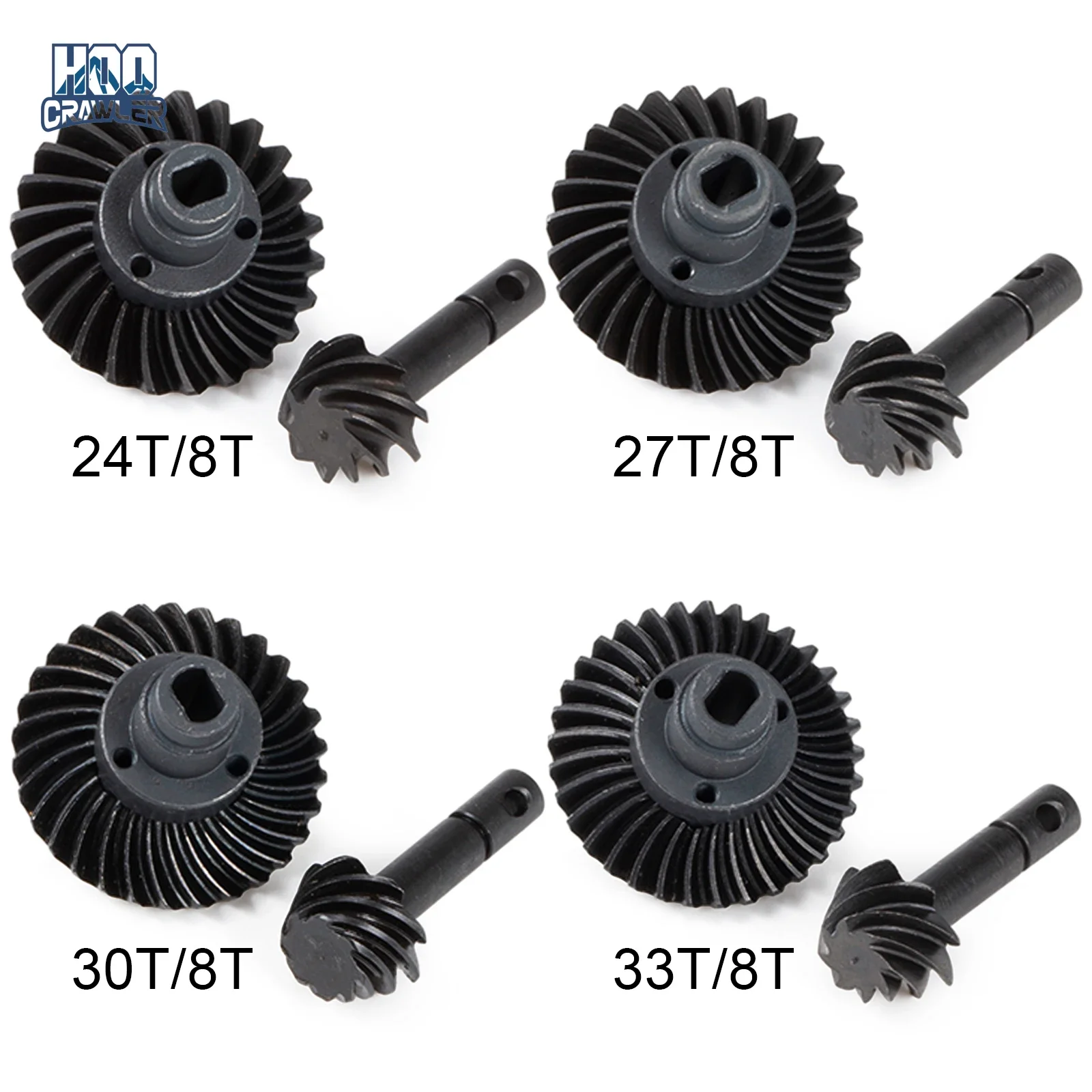 Juego de engranajes cónicos helicoidales Overdrive Underdrive 24/8T 27/8T 30/8T 33/8T para Axial SCX10 Pro SCX10 II AR44 SCX10 III AR45 Capra F9