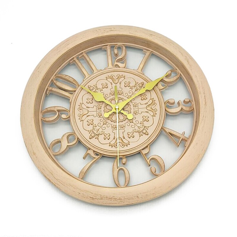 JX-LCLYL PVC Vintage Silent Quartz Rustic Wall Clock Retro Style Shabby Chic Steampunk: Light Gold