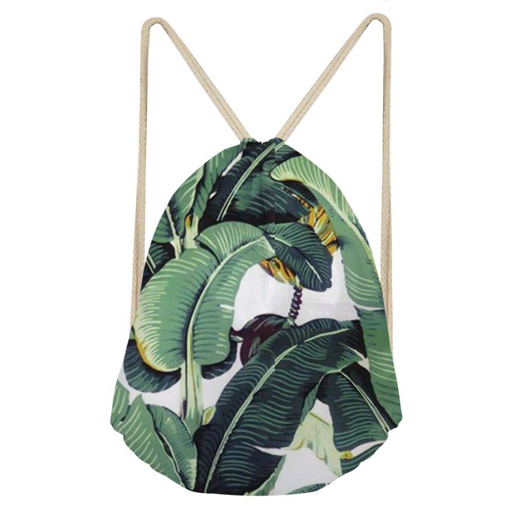 Palm Leaves And Floral Split-leaf Philodendron Drawstring Bag Outdoor Fitness Beam Mouth Backpack Sports Bag Travel Backpack: Yellow