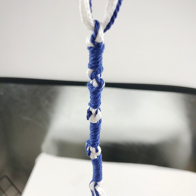 Jodendom Tzitzits Set Van Vier Wit Met Blauwe Draad-Kwasten (Met Langere Blauw Messias Draad) royal Blue Tzitzit: Default Title