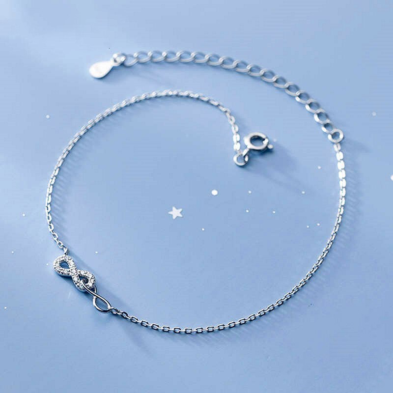 Ponykiss romantisches  s925- teiliges sterlingsilber-fußkettchen mit schleife und zirkoniakette, damen-partyschmuck, allergenarm