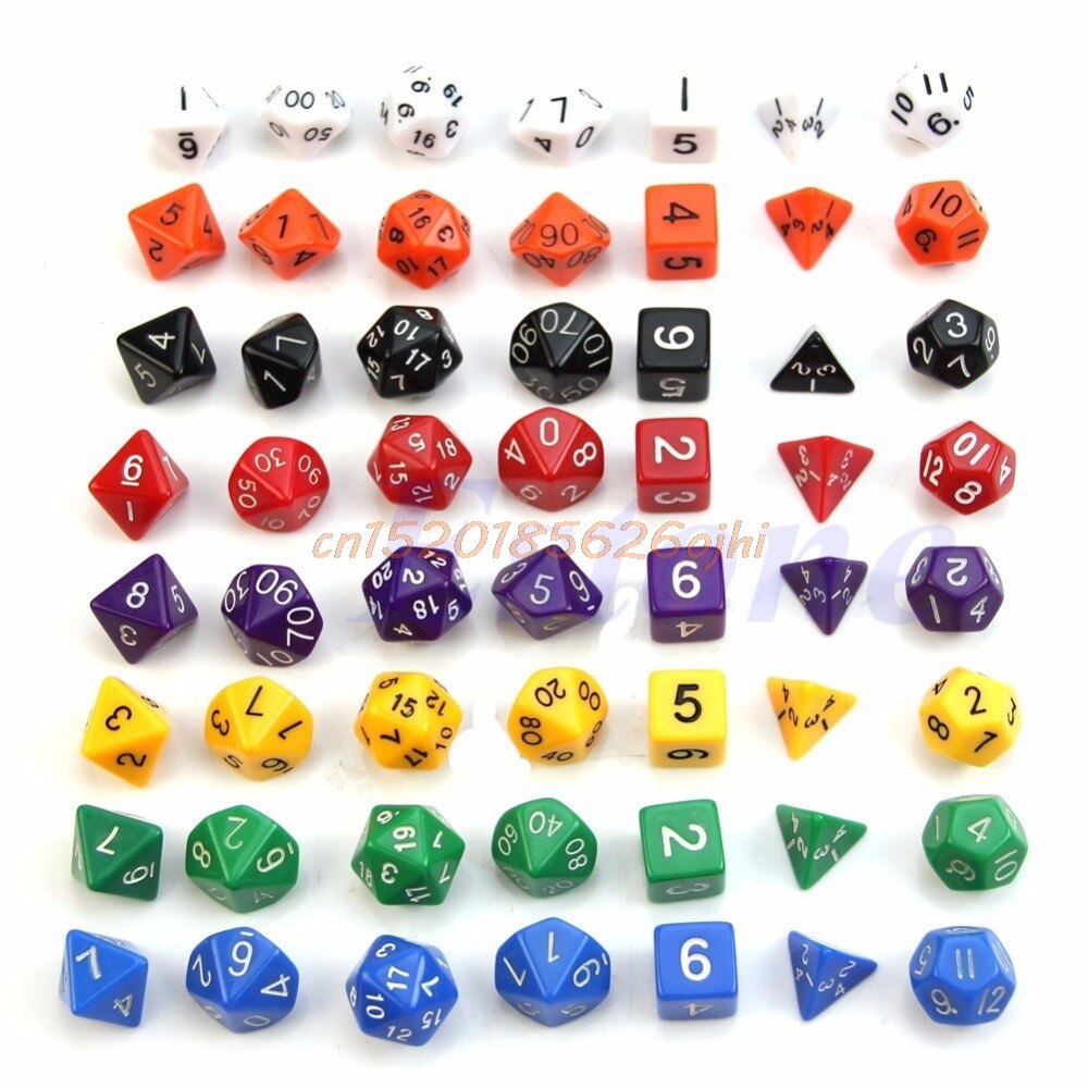 Gorący zestaw 7 kostka D4 D6 D8 D10 D12 D20 kości akrylowe ambona akcesoria robić gier