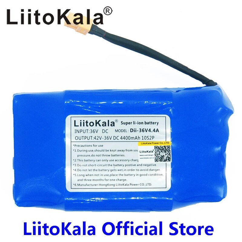 Liitokala 36v genopladelig li-ion batteripakke 4400 mah 4.4ah li-ion celle til elektrisk selvbalancerende scooter hoverboard encykel