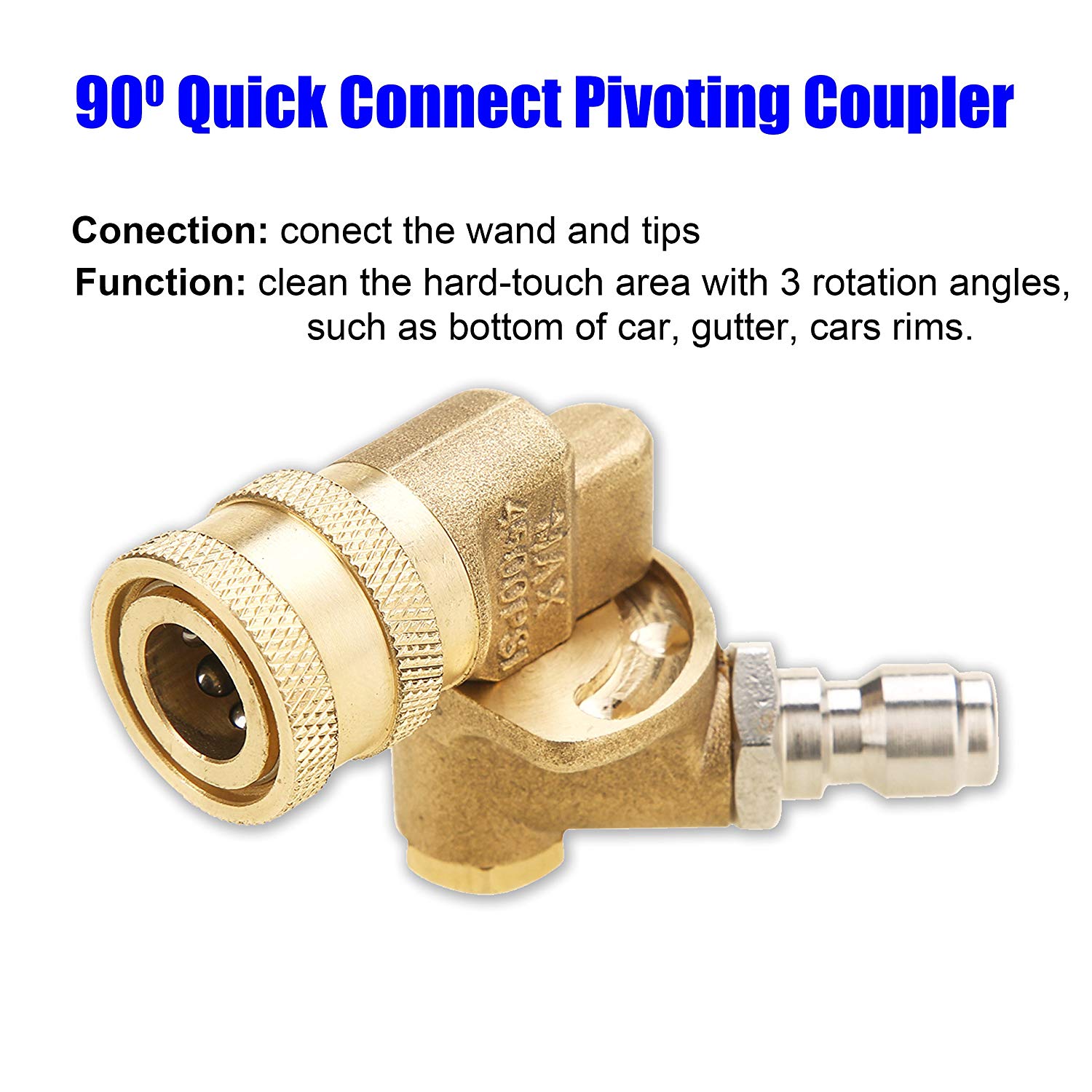 Pressure Washer Accessories Kit 7 Power Washer Spray Nozzle Tips 1/4 inch Quick Connecting Pivoting Coupler 4500 PSI