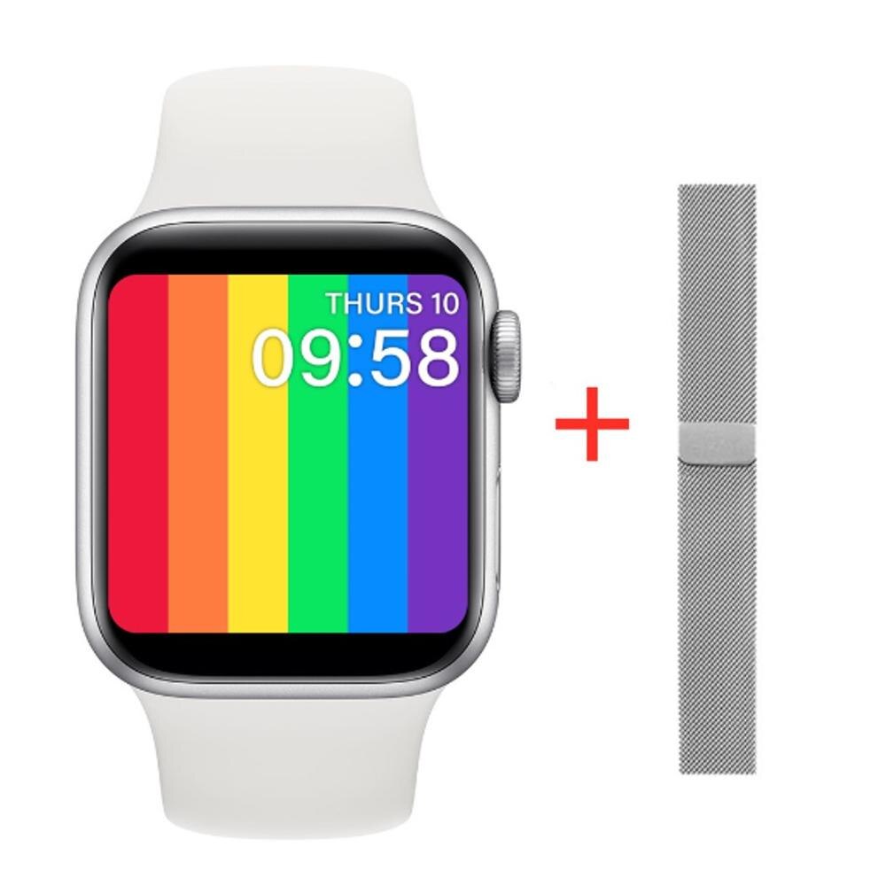 neueste T500 Plus Smart Uhr Herz Rate Monitor Smartwatch Frauen Männer Smart Uhren Stunden für IOS Android Telefon PK w34 T600: silver watch set