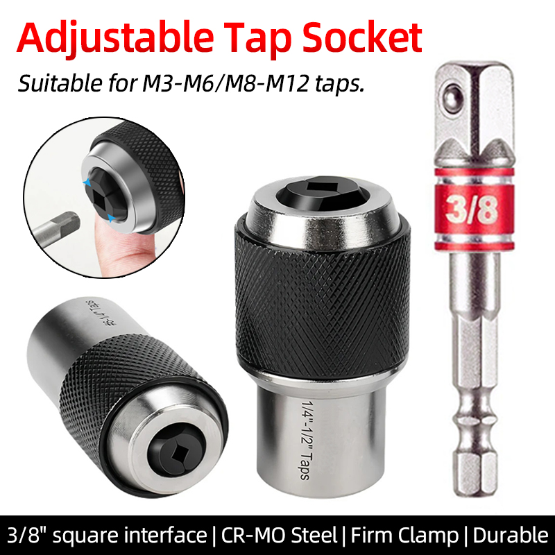 M3-M12 Gewindebohrer-Stecknuss, 3/8 Zoll Vierkantantrieb, verstellbare Backen, Abzieher, Werkzeug, Steckschlüssel, Adapter, Gewindebohrer, Reibahle, Schraubenausdreher