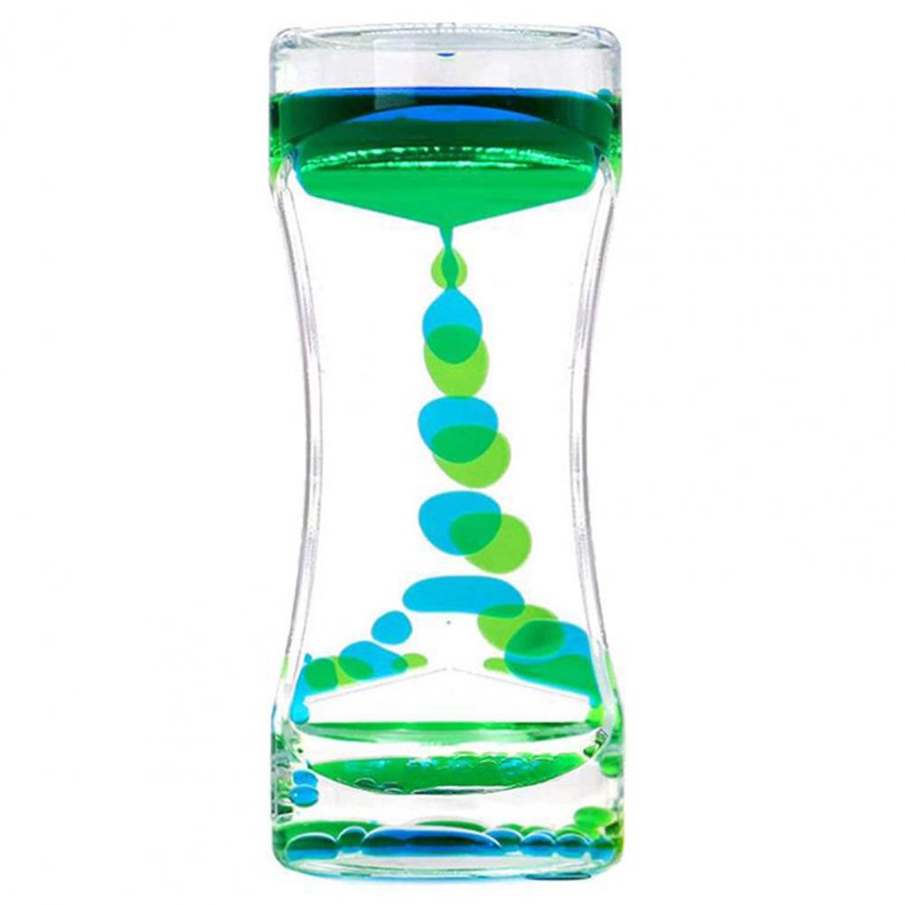 Vloeibare Zandlopers Dubbele Kleur Zintuiglijke Angst Toy Vloeibare Timer Stress Management Olie Zandloper Kerstcadeau Bubble Timer: Blauw