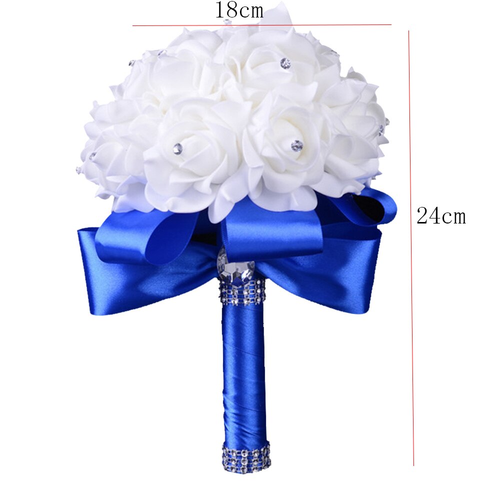Sztuczne bukiety ślubne ręcznie robione róża kwiat z kryształkiem druhna ślubny bukiet ślubny de mariage akcesoria ślubne: E