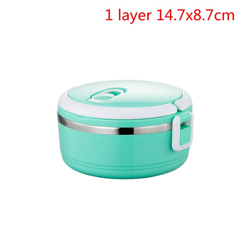 Läckagesäker termos matlåda matbehållare bärbar termisk matlåda i rostfritt stål för kontorscamping: 1 lager grönt