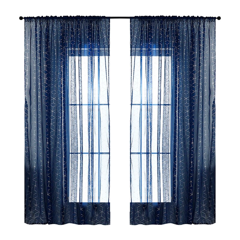 Gold Line Tulle Curtains Modern Curtains For Living Room Transparent Tulle Curtains Window Drapes Sheer For The Bedroom: Style 2