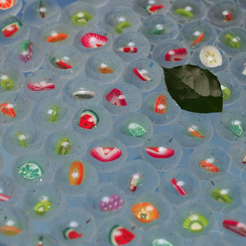 100 stuks/set speelgoedbal voor kinderen, gemengde stuiterbal, stevige drijvende fruit stuiterende kind elastische rubberen bal flipperkast stuiterspeelgoed